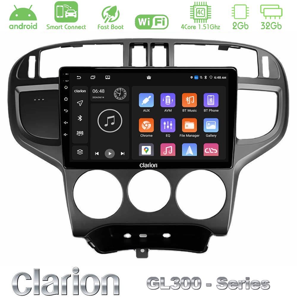 Clarion GL300 Series 4Core Android ClarionOS 2+32GB Hyundai Matrix 2001-2010 Navigation Multimedia Tablet 9" Με Carplay & Android Auto