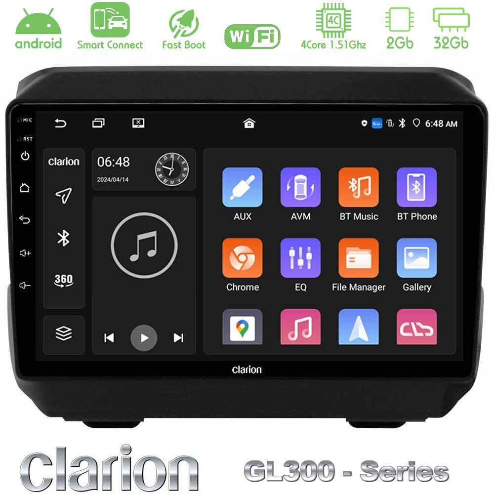 Clarion GL300 Series 4Core Android ClarionOS 2+32GB Jeep Wrangler 2018-> Navigation Multimedia Tablet 9" Με Carplay & Android Auto
