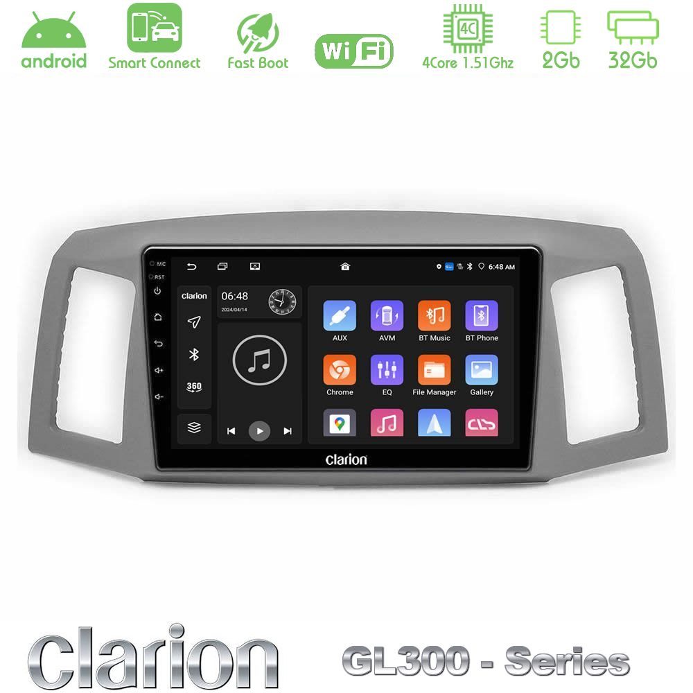 Clarion GL300 Series 4Core Android ClarionOS 2+32GB Jeep Grand Cherokee 2005-2007 Navigation Multimedia Tablet 10" Με Carplay & Android Auto
