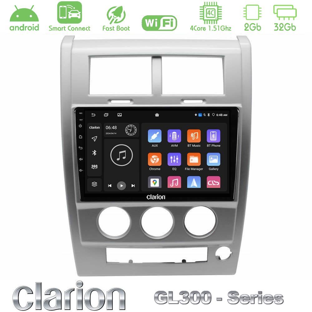 Clarion GL300 Series 4Core Android ClarionOS 2+32GB Jeep Cherokee (KK) 2008-2012 Navigation Multimedia Tablet 10" Με Carplay & Android Auto