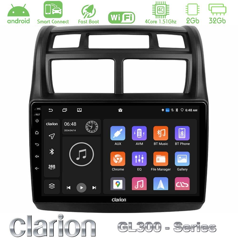 Clarion GL300 Series 4Core Android ClarionOS 2+32GB Kia Sportage 2008-2011 Navigation Multimedia Tablet 9" Με Carplay & Android Auto