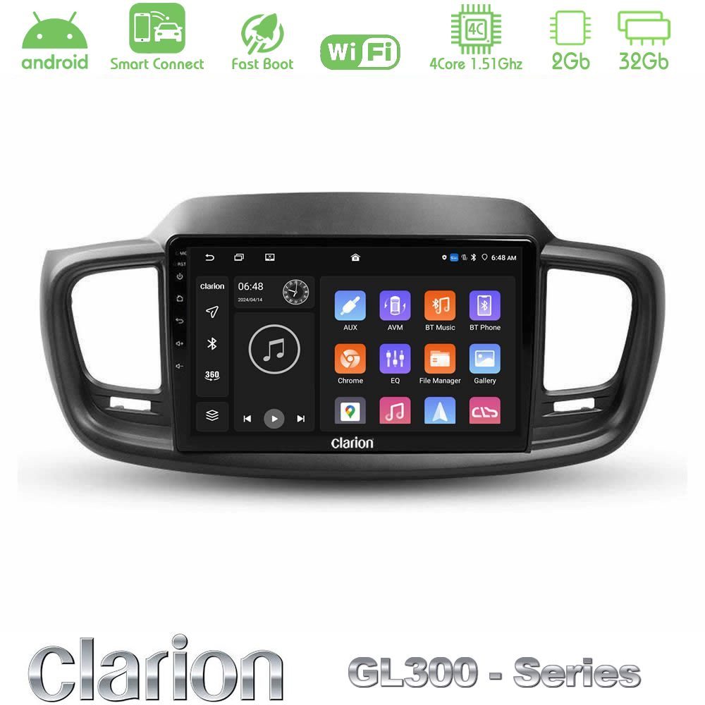 Clarion GL300 Series 4Core Android ClarionOS 2+32GB Kia Sorento 2018-2021 Navigation Multimedia Tablet 9" Με Carplay & Android Auto