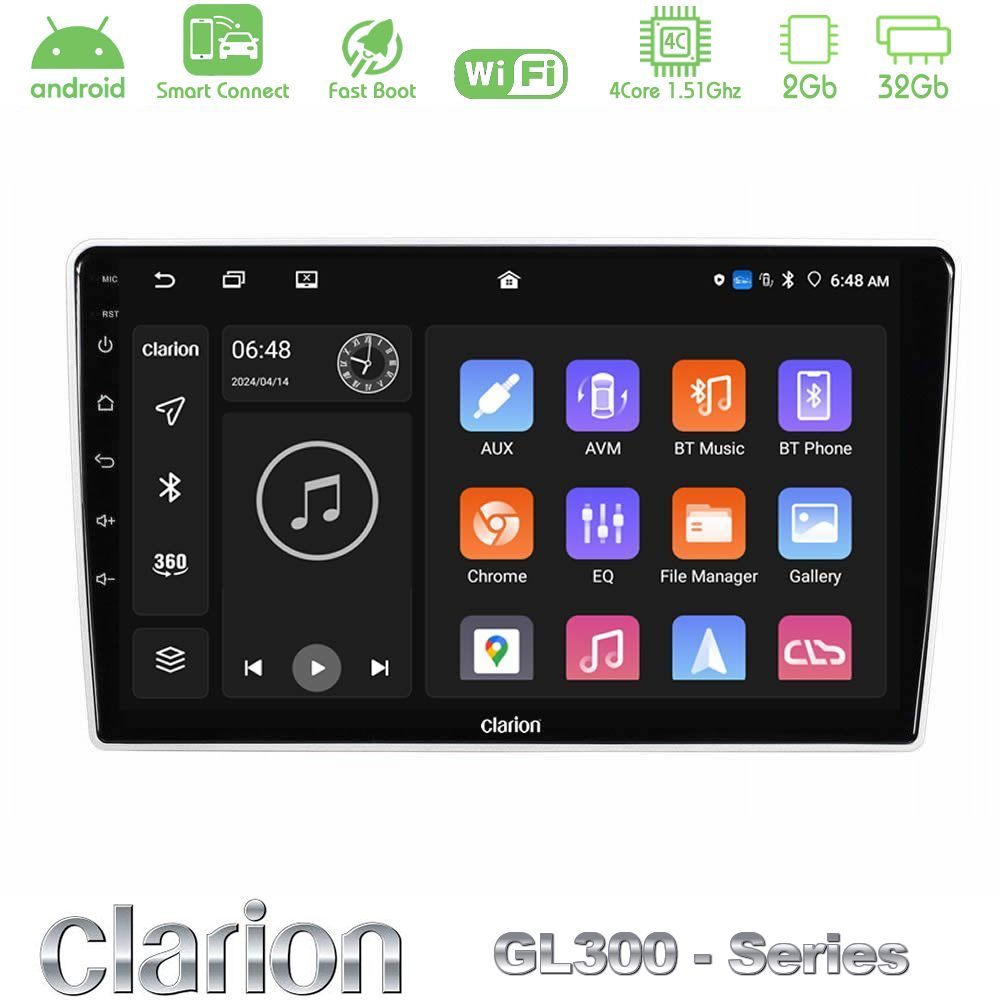 Clarion GL300 Series Kia Sportage 2005-2008 4Core Android ClarionOS 2+32GB Navigation Multimedia Tablet 9" Με Carplay & Android Auto