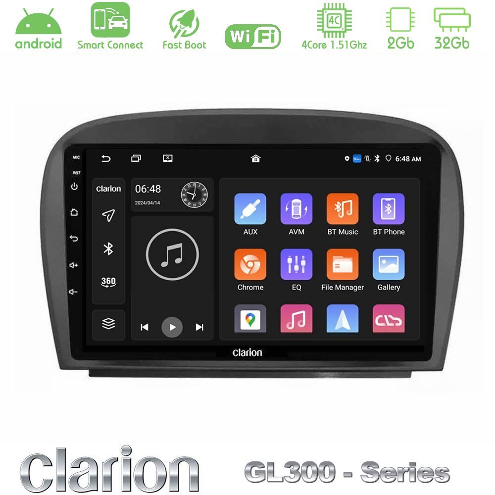 Clarion GL300 Series 4Core Android ClarionOS 2+32GB Mercedes SL Class 2005-2011 Navigation Multimedia Tablet 9" Με Carplay & Android Auto