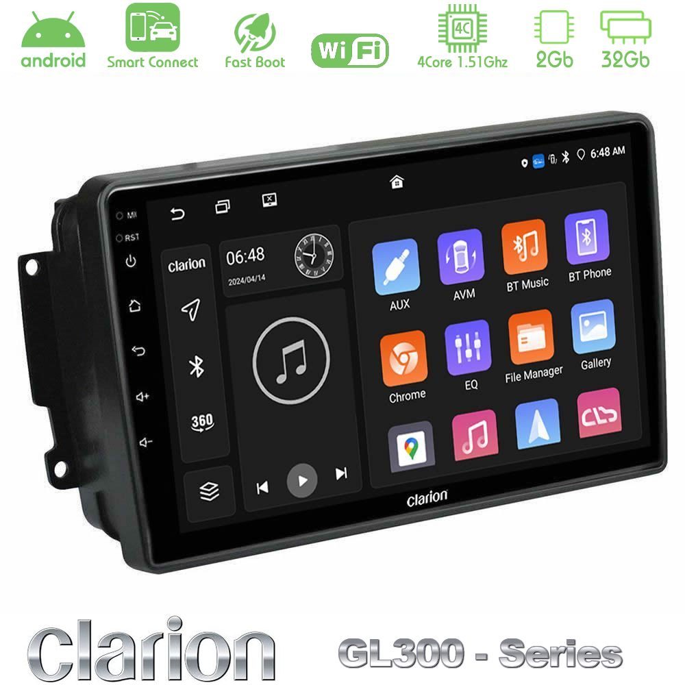 Clarion GL300 Series 4Core Android ClarionOS 2+32GB Mercedes C/CLK/G Class (W203/W209) Navigation Multimedia Tablet 9" Με Carplay & Android Auto