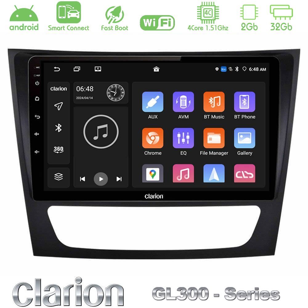 Clarion GL300 Series 4Core Android ClarionOS 2+32GB Mercedes E Class / CLS Class Navigation Multimedia Tablet 9" Με Carplay & Android Auto