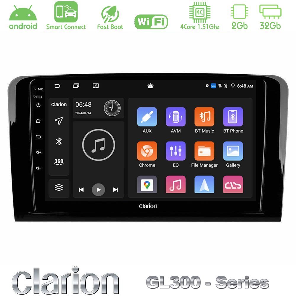 Clarion GL300 Series 4Core Android ClarionOS 2+32GB Mercedes ML/GL Class Navigation Multimedia Tablet 9" Με Carplay & Android Auto