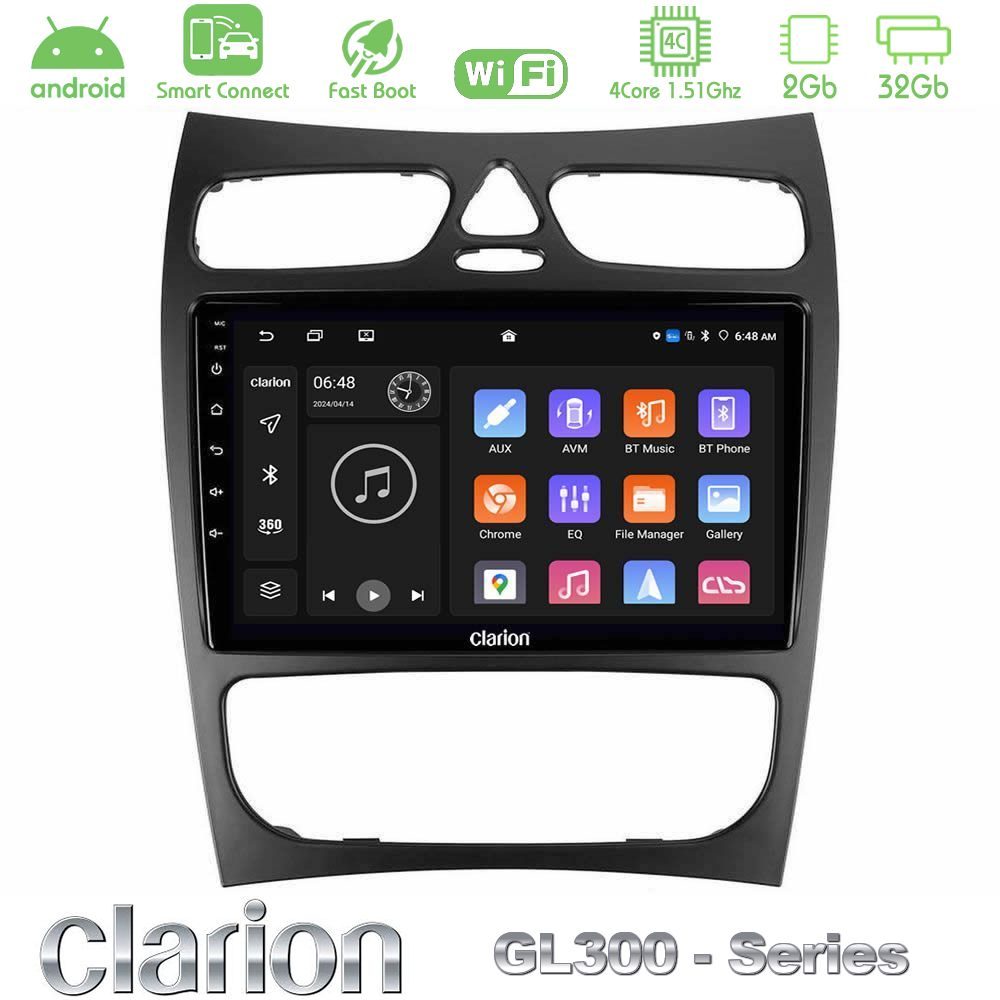 Clarion GL300 Series 4Core Android ClarionOS 2+32GB Mercedes CLK Class W209 2000-2004 Navigation Multimedia Tablet 9" Με Carplay & Android Auto