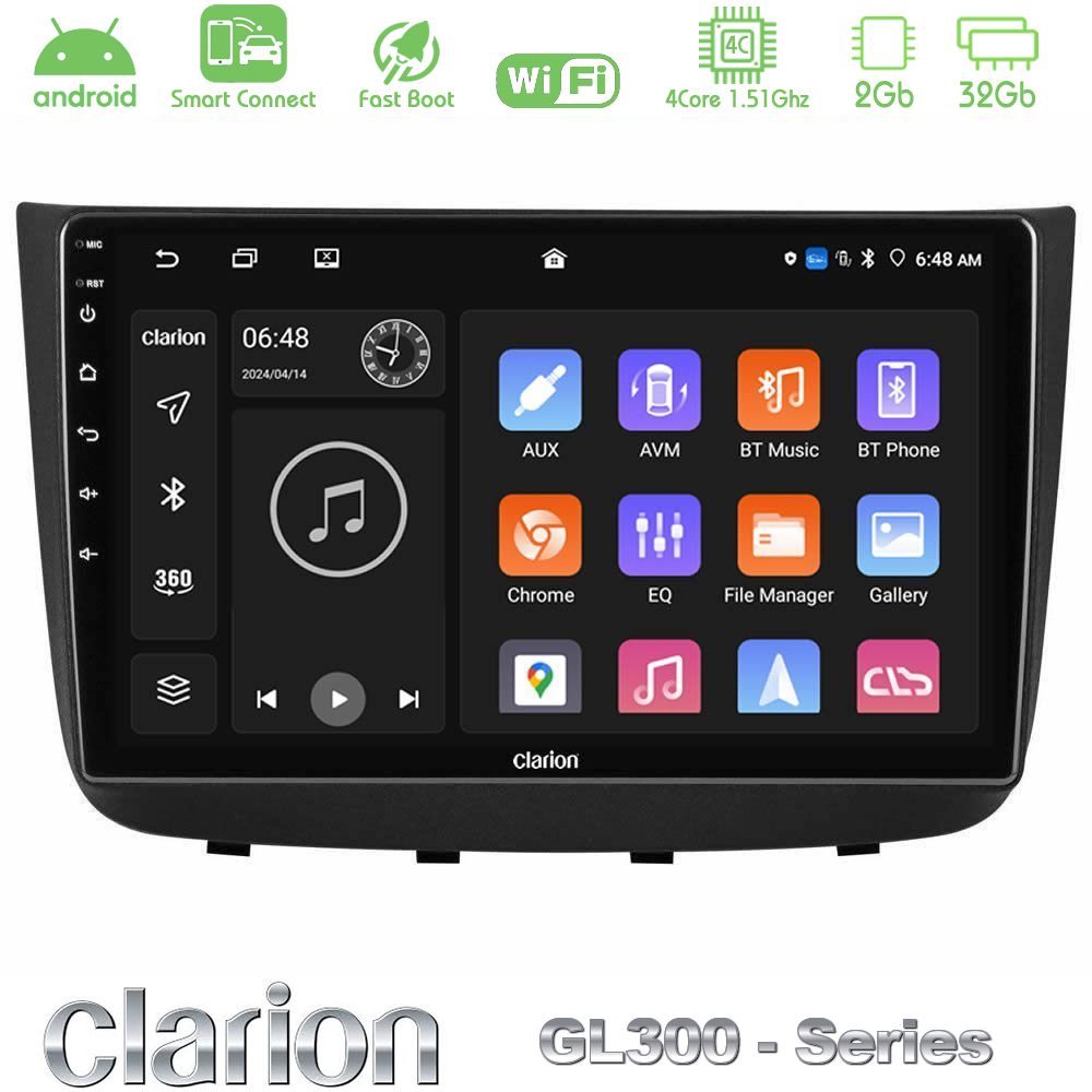 Clarion GL300 Series Mercedes Vito/Viano 2003-2006 4Core Android ClarionOS 2+32GB Navigation Multimedia Tablet 10" Με Carplay & Android Auto