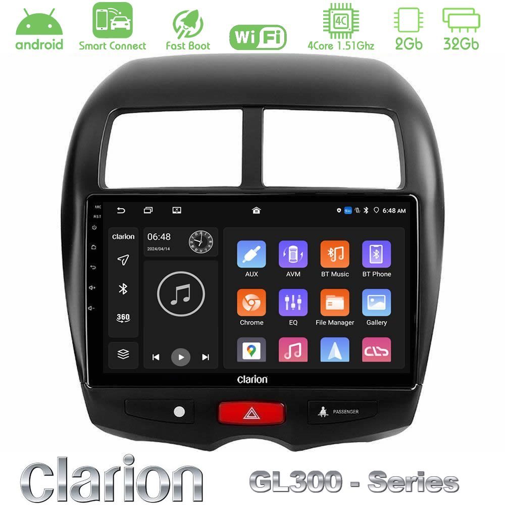 Clarion GL300 Series 4Core Android ClarionOS 2+32GB Mitsubishi ASX Navigation Multimedia Tablet 10" Με Carplay & Android Auto