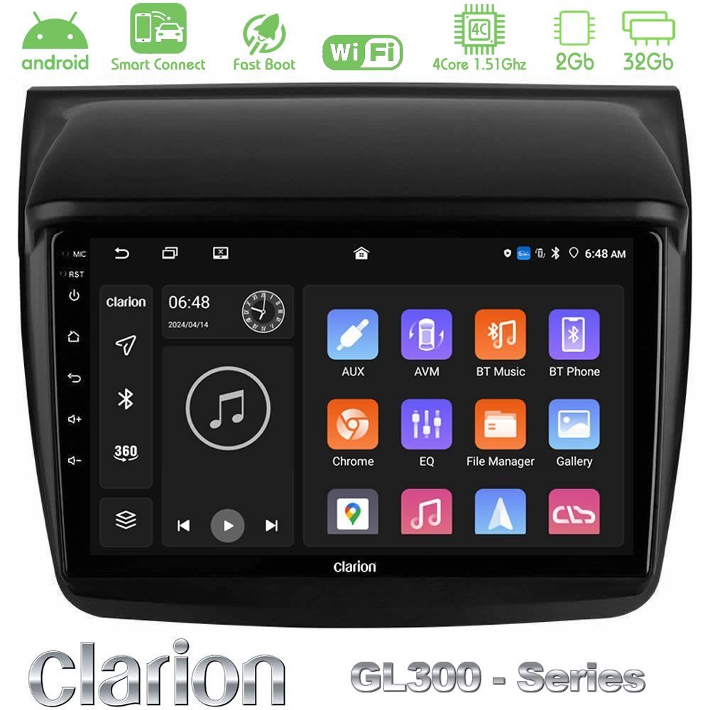 Clarion GL300 Series 4Core Android ClarionOS 2+32GB Mitsubishi L200 Navigation Multimedia Tablet 9" Με Carplay & Android Auto