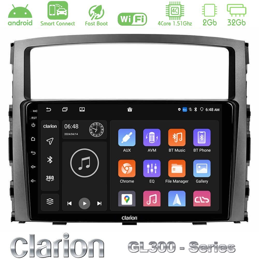 Clarion GL300 Series 4Core Android ClarionOS 2+32GB Mitsubishi Pajero 2008-2009 Navigation Multimedia Tablet 9" Με Carplay & Android Auto