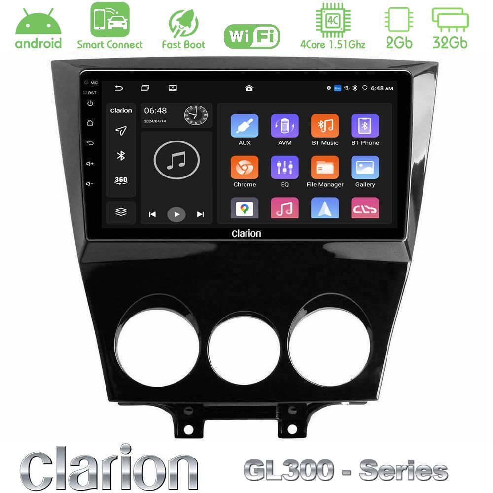 Clarion GL300 Series 4Core Android ClarionOS 2+32GB Mazda RX8 2008-2012 Navigation Multimedia Tablet 9" Με Carplay & Android Auto