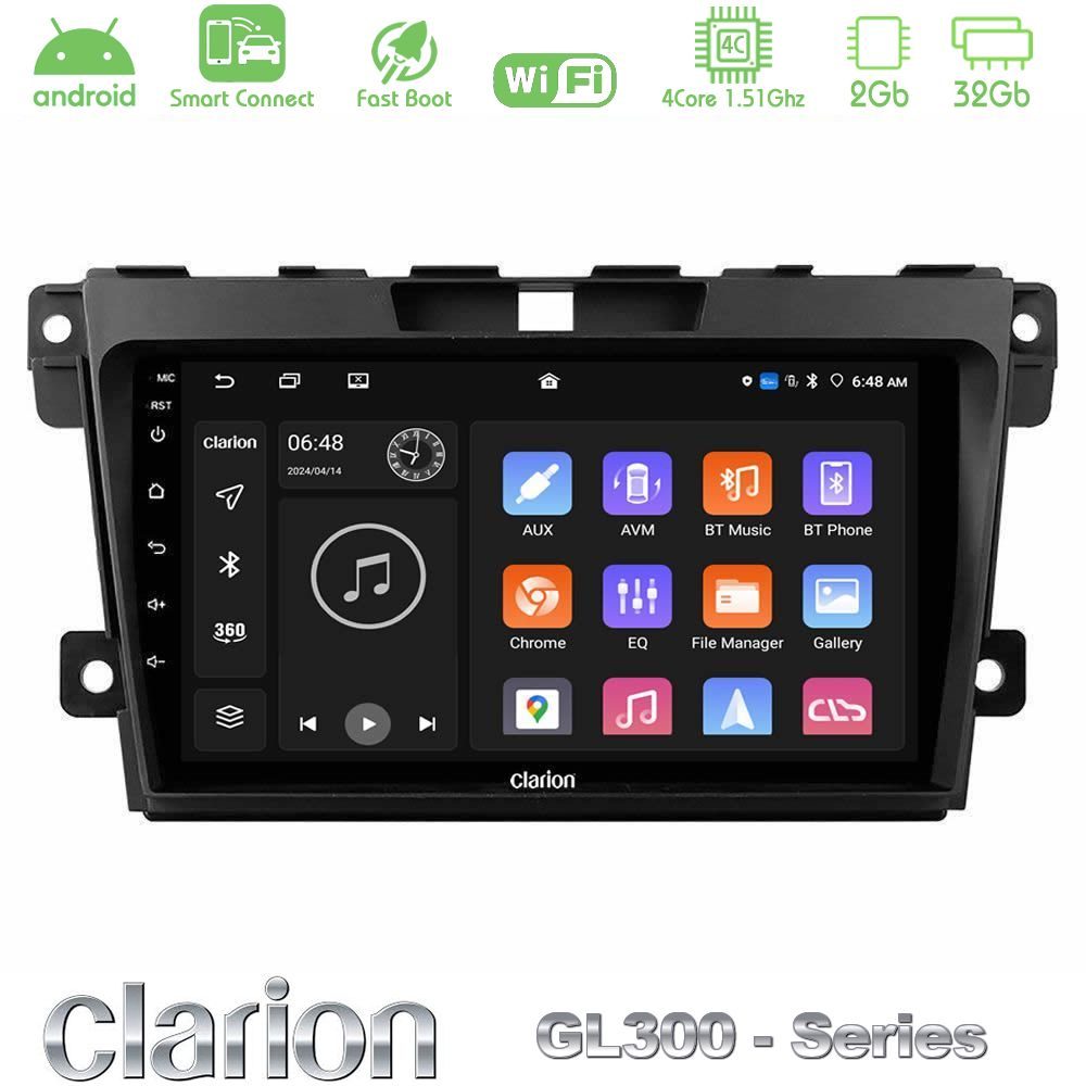 Clarion GL300 Series 4Core Android ClarionOS 2+32GB Mazda CX-7 2007-2011 Navigation Multimedia Tablet 9" Με Carplay & Android Auto