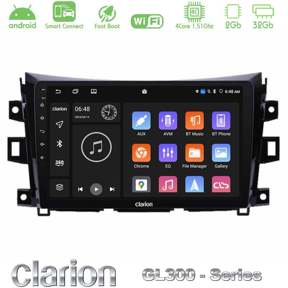 Clarion GL300 Series 4Core Android ClarionOS 2+32GB Nissan Navara NP300 Navigation Multimedia Tablet 9" Με Carplay & Android Auto