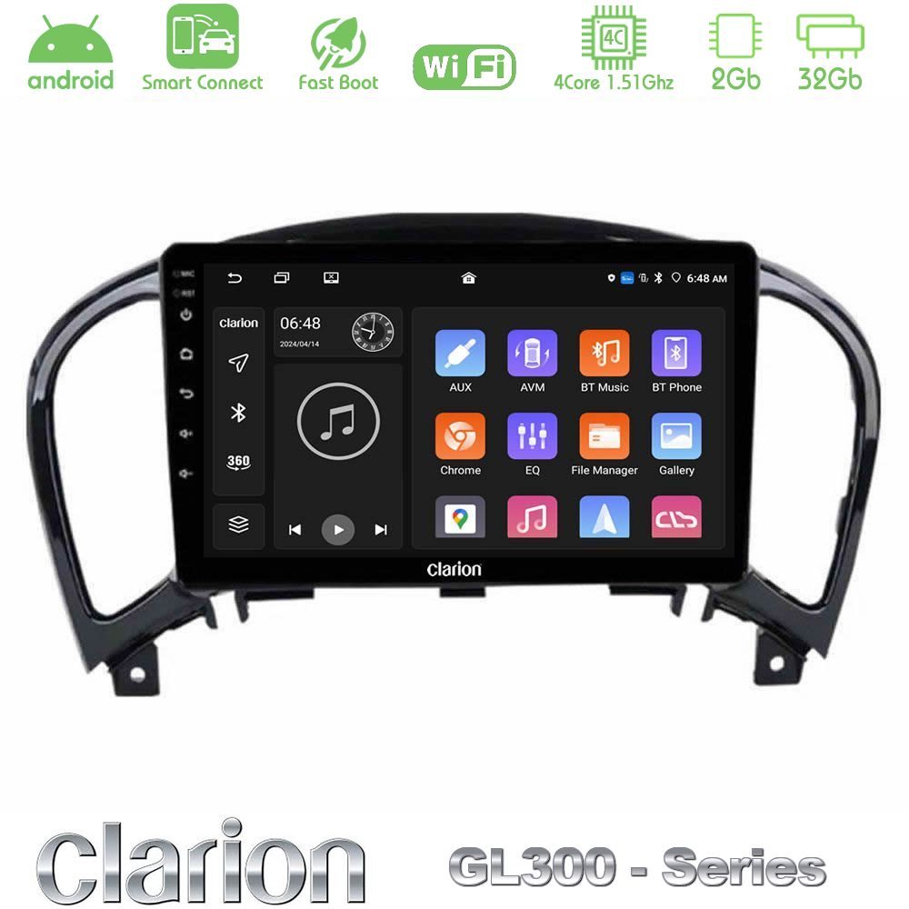 Clarion GL300 Series 4Core Android ClarionOS 2+32GB Nissan Juke Navigation Multimedia Tablet 9" Με Carplay & Android Auto