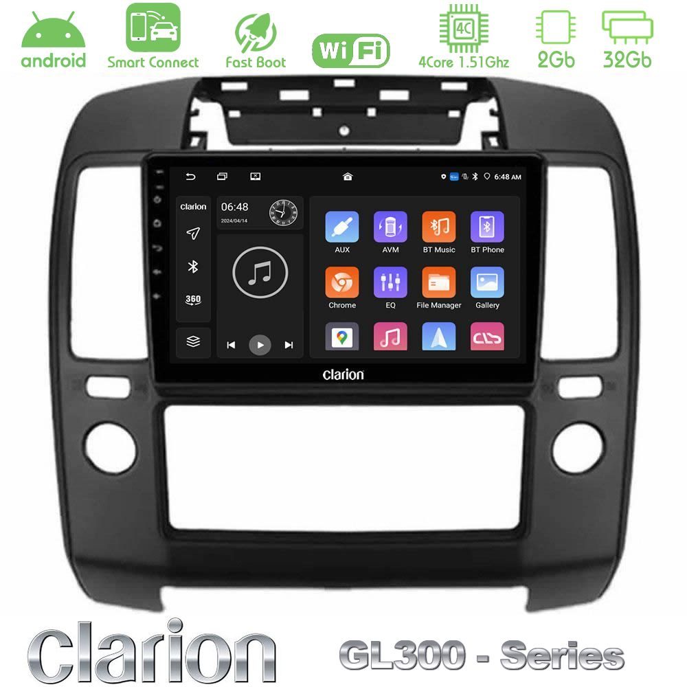 Clarion GL300 Series 4Core Android ClarionOS 2+32GB Nissan Navara Navigation Multimedia Tablet 9" Με Carplay & Android Auto