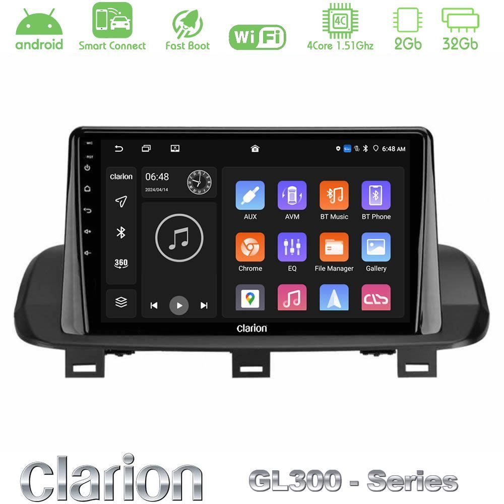 Clarion GL300 Series 4Core Android ClarionOS 2+32GB Nissan Qashqai J12 & X-Trail T33 Navigation Multimedia Tablet 10" Με Carplay & Android Auto