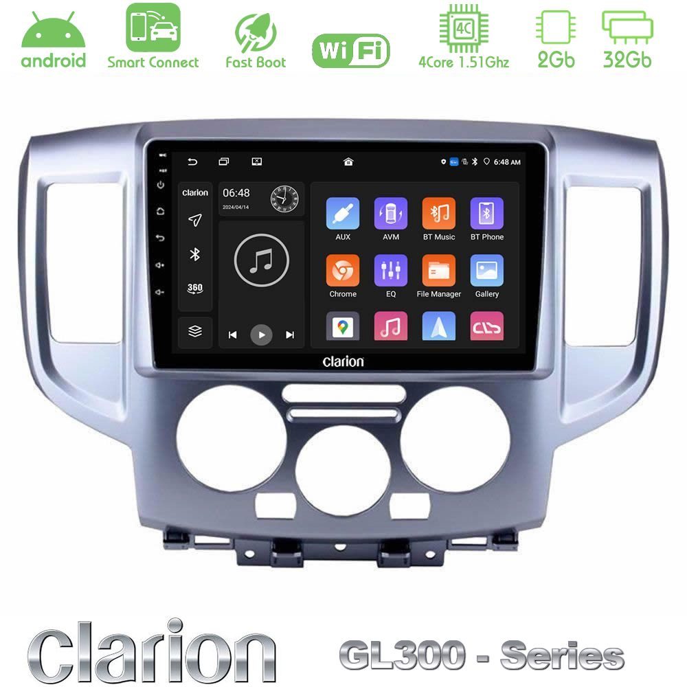 Clarion GL300 Series 4Core Android ClarionOS 2+32GB Nissan NV200 Navigation Multimedia Tablet 9" Με Carplay & Android Auto