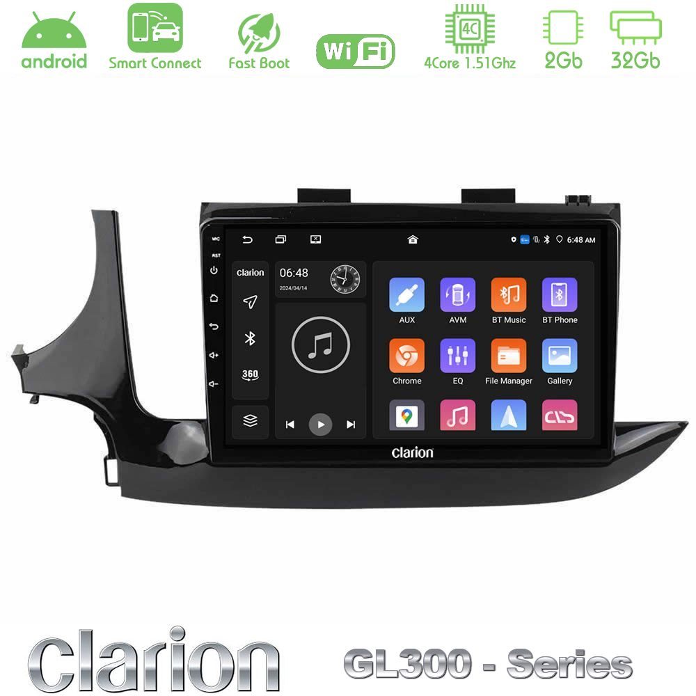 Clarion GL300 Series 4Core Android ClarionOS 2+32GB Opel Mokka 2016-2020 Navigation Multimedia Tablet 9" Με Carplay & Android Auto