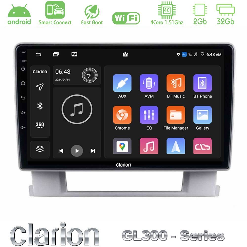 Clarion GL300 Series 4Core Android ClarionOS 2+32GB Opel Astra J 2010-2014 Navigation Multimedia Tablet 9" Με Carplay & Android Auto