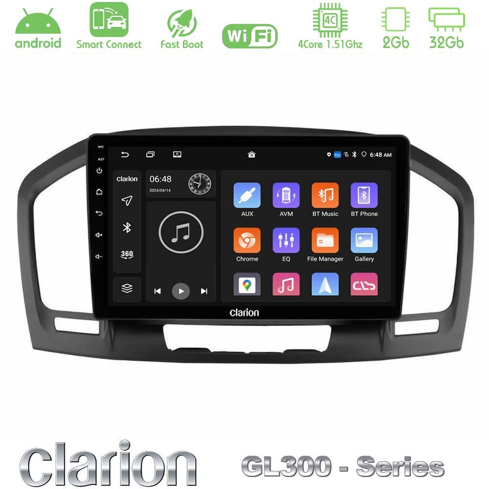Clarion GL300 Series 4Core Android ClarionOS 2+32GB Opel Insignia 2008-2013 Navigation Multimedia Tablet 9" Με Carplay & Android Auto