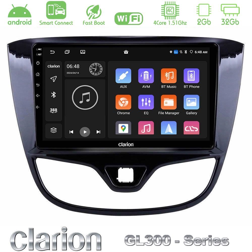 Clarion GL300 Series 4Core Android ClarionOS 2+32GB Opel Karl 2017-2019 Navigation Multimedia Tablet 9" Με Carplay & Android Auto