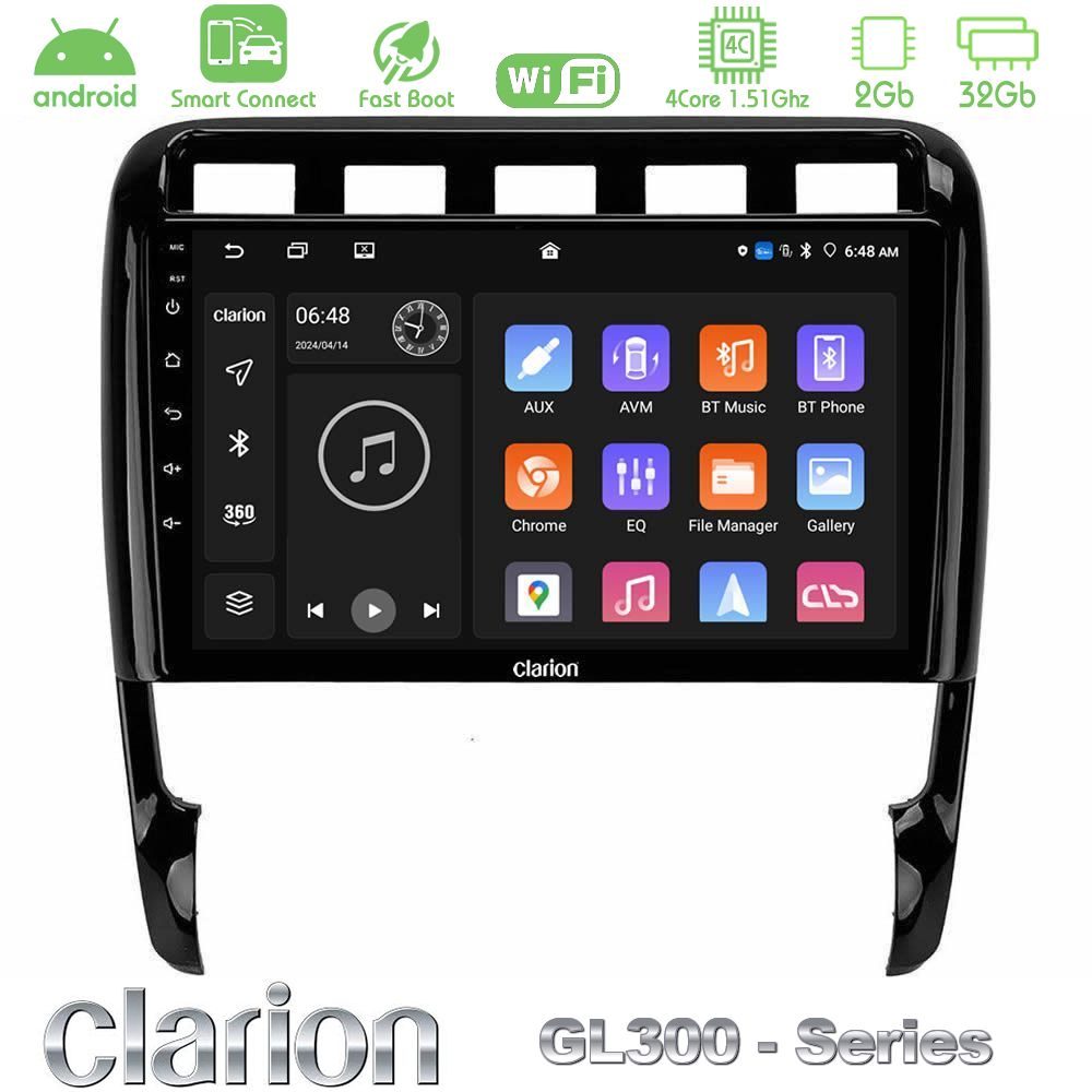 Clarion GL300 Series 4Core Android ClarionOS 2+32GB Porsche Cayenne 2003-2010 Navigation Multimedia Tablet 9" Με Carplay & Android Auto