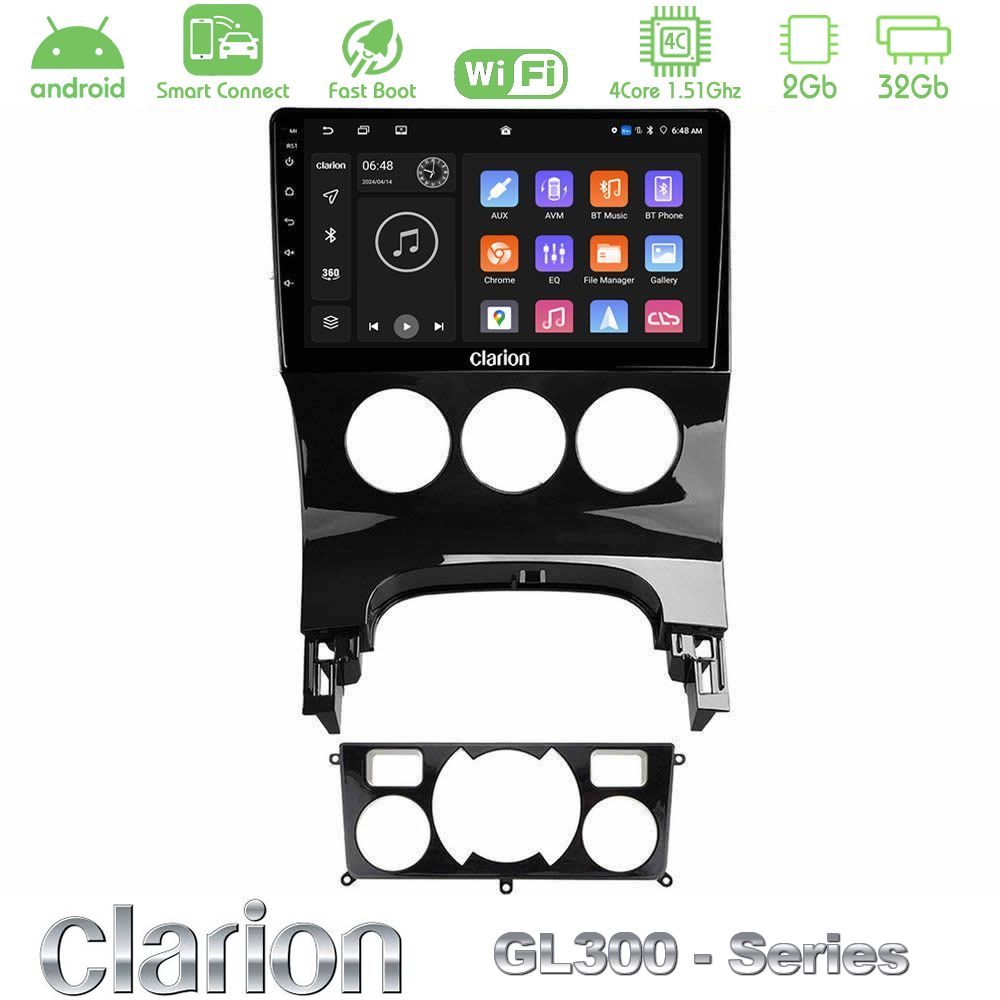 Clarion GL300 Series 4Core Android ClarionOS 2+32GB Peugeot 3008 AUTO A/C Navigation Multimedia Tablet 9" Με Carplay & Android Auto