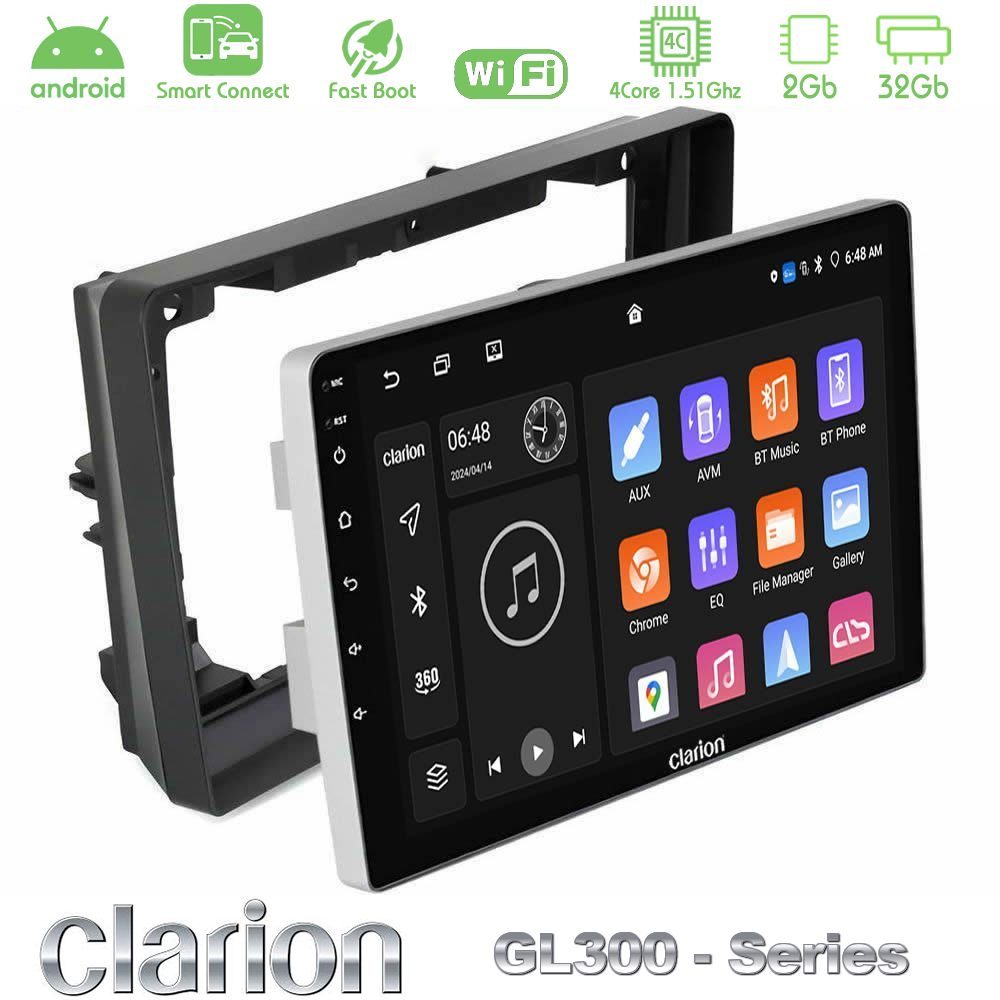 Clarion GL300 Series 4Core Android ClarionOS 2+32GB Peugeot 308 2013-2020 Navigation Multimedia Tablet 9" Με Carplay & Android Auto