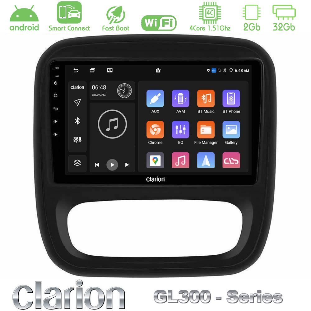Clarion GL300 Series 4Core Android ClarionOS 2+32GB Renault/Nissan/Opel/Fiat Navigation Multimedia Tablet 9" Με Carplay & Android Auto