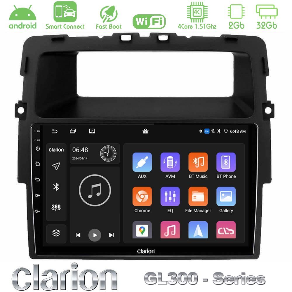 Clarion GL300 Series 4Core Android ClarionOS 2+32GB Renault/Nissan/Opel Navigation Multimedia Tablet 10" Με Carplay & Android Auto