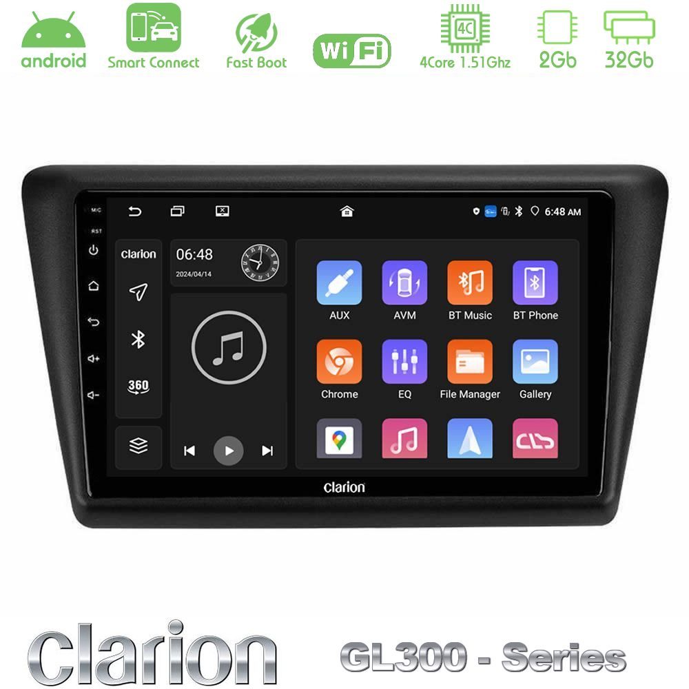 Clarion GL300 Series 4Core Android ClarionOS 2+32GB Skoda Rapid 2013-2017 Navigation Multimedia Tablet 9" Με Carplay & Android Auto