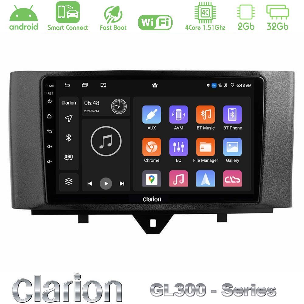 Clarion GL300 Series 4Core Android ClarionOS 2+32GB Smart 451 Facelift Navigation Multimedia Tablet 9" Με Carplay & Android Auto
