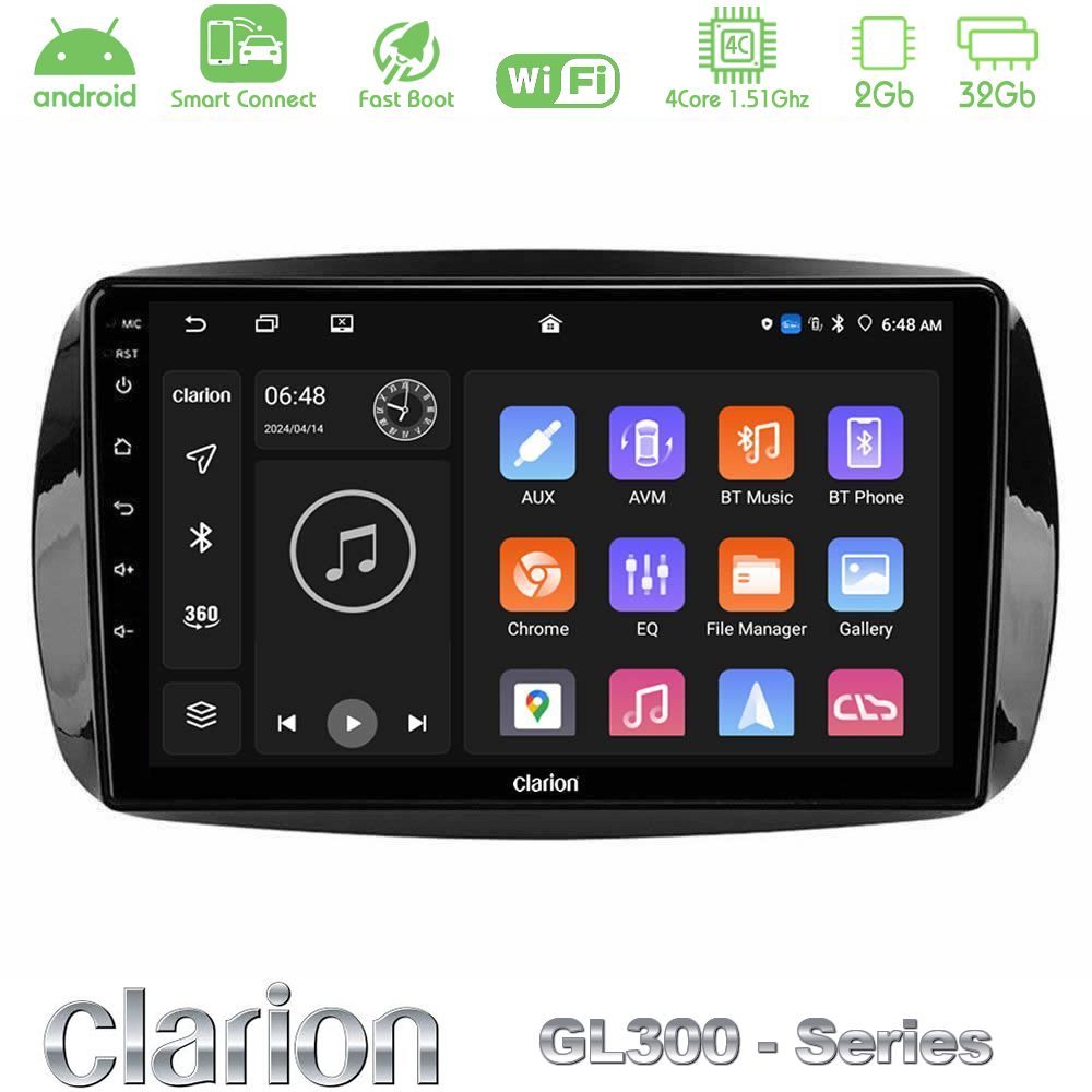 Clarion GL300 Series 4Core Android ClarionOS 2+32GB Smart 453 Navigation Multimedia Tablet 9" Με Carplay & Android Auto