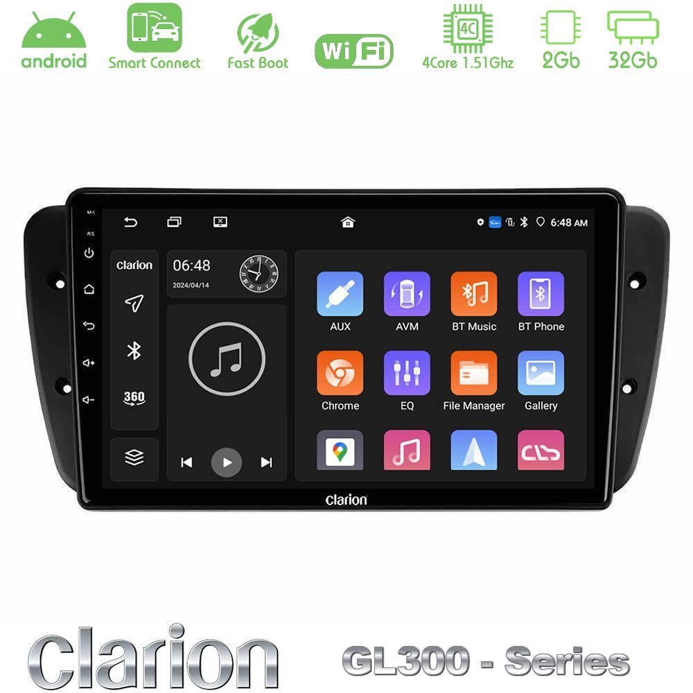Clarion GL300 Series 4Core Android ClarionOS 2+32GB Seat Ibiza 2008-2012 Navigation Multimedia Tablet 9" Με Carplay & Android Auto