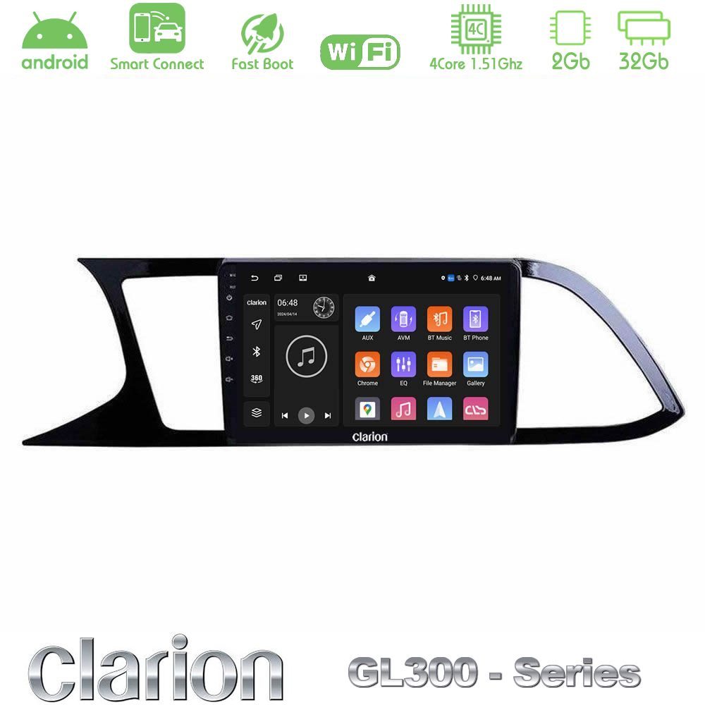 Clarion GL300 Series 4Core Android ClarionOS 2+32GB Seat Leon 2013 – 2019 Navigation Multimedia Tablet 9" Με Carplay & Android Auto