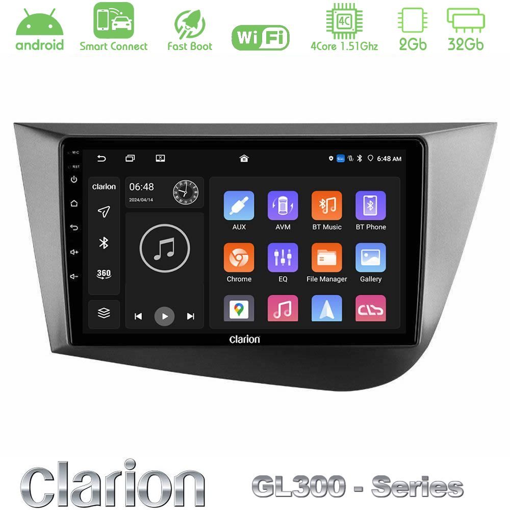 Clarion GL300 Series 4Core Android ClarionOS 2+32GB Seat Leon Navigation Multimedia Tablet 9" Με Carplay & Android Auto