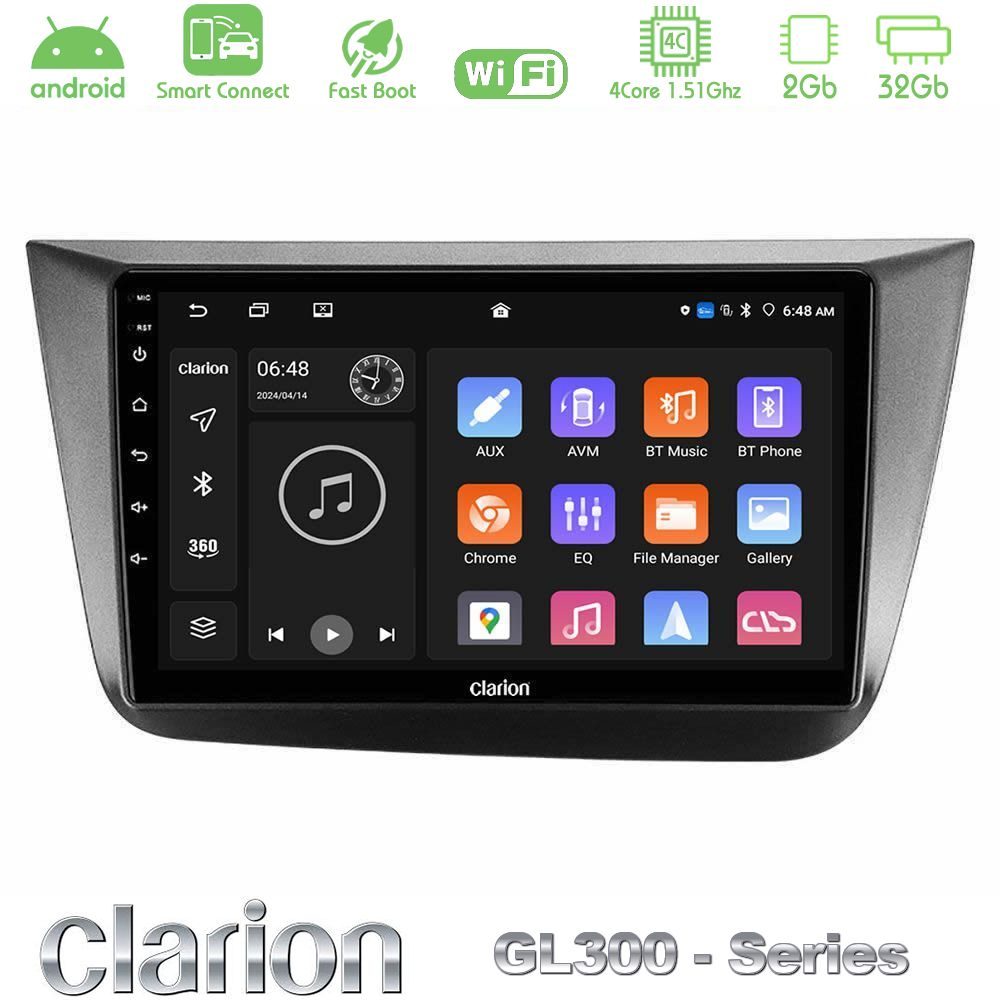 Clarion GL300 Series 4Core Android ClarionOS 2+32GB Seat Altea 2004-2015 Navigation Multimedia Tablet 9" Με Carplay & Android Auto