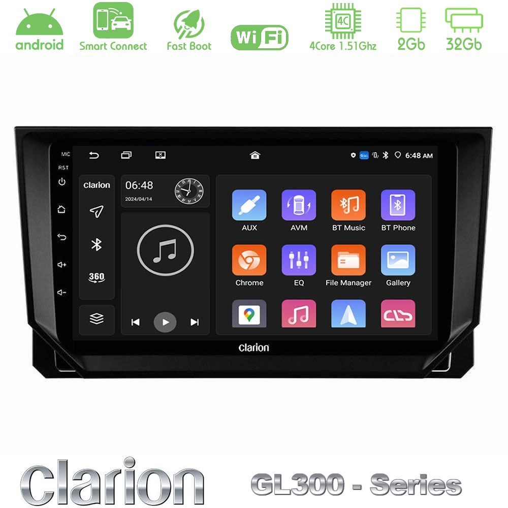 Clarion GL300 Series 4Core Android ClarionOS 2+32GB Seat Arona/Ibiza Navigation Multimedia Tablet 9" Με Carplay & Android Auto