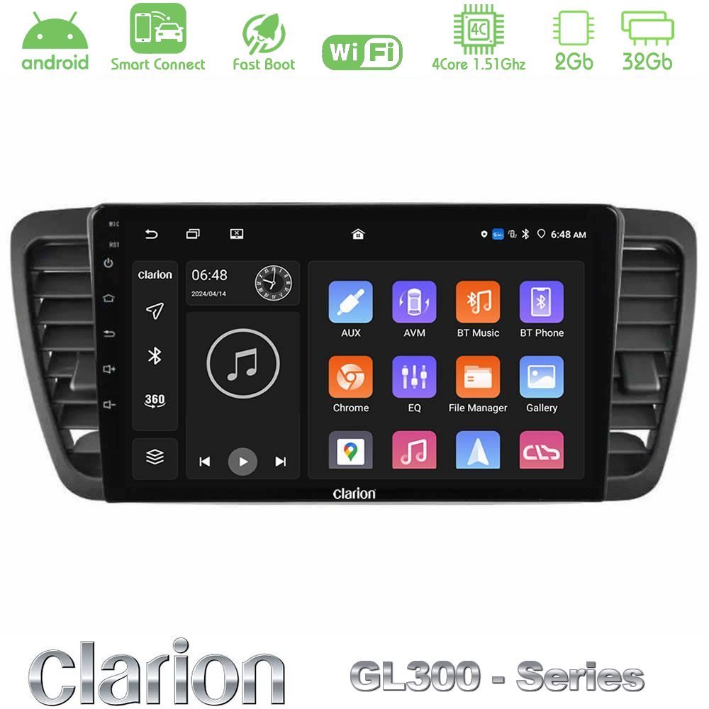 Clarion GL300 Series 4Core Android ClarionOS 2+32GB Subaru Legacy/Outback 2002-2008 Navigation Multimedia Tablet 9" Με Carplay & Android Auto