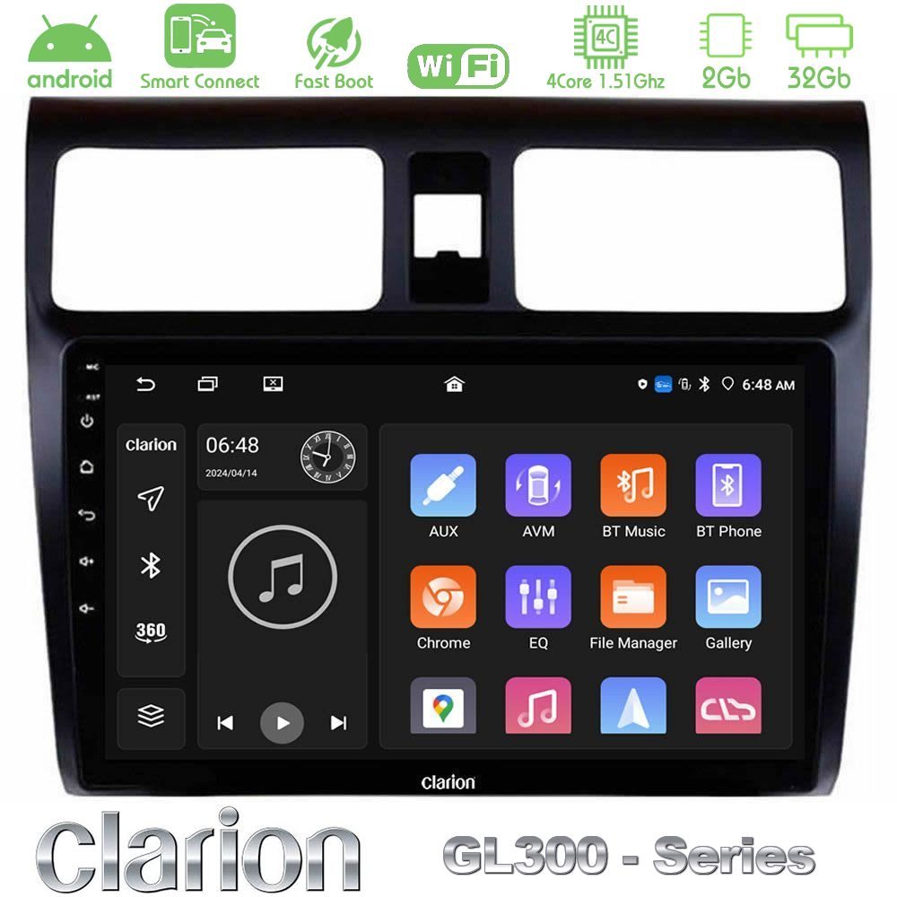 Clarion GL300 Series 4Core Android ClarionOS 2+32GB Suzuki Swift 2005-2010 Navigation Multimedia Tablet 10" Με Carplay & Android Auto