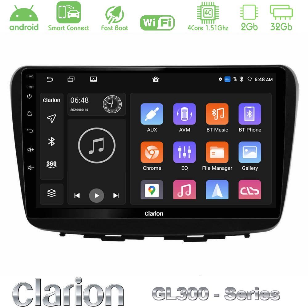 Clarion GL300 Series 4Core Android ClarionOS 2+32GB Suzuki Baleno 2016-2021 Navigation Multimedia Tablet 9" Με Carplay & Android Auto