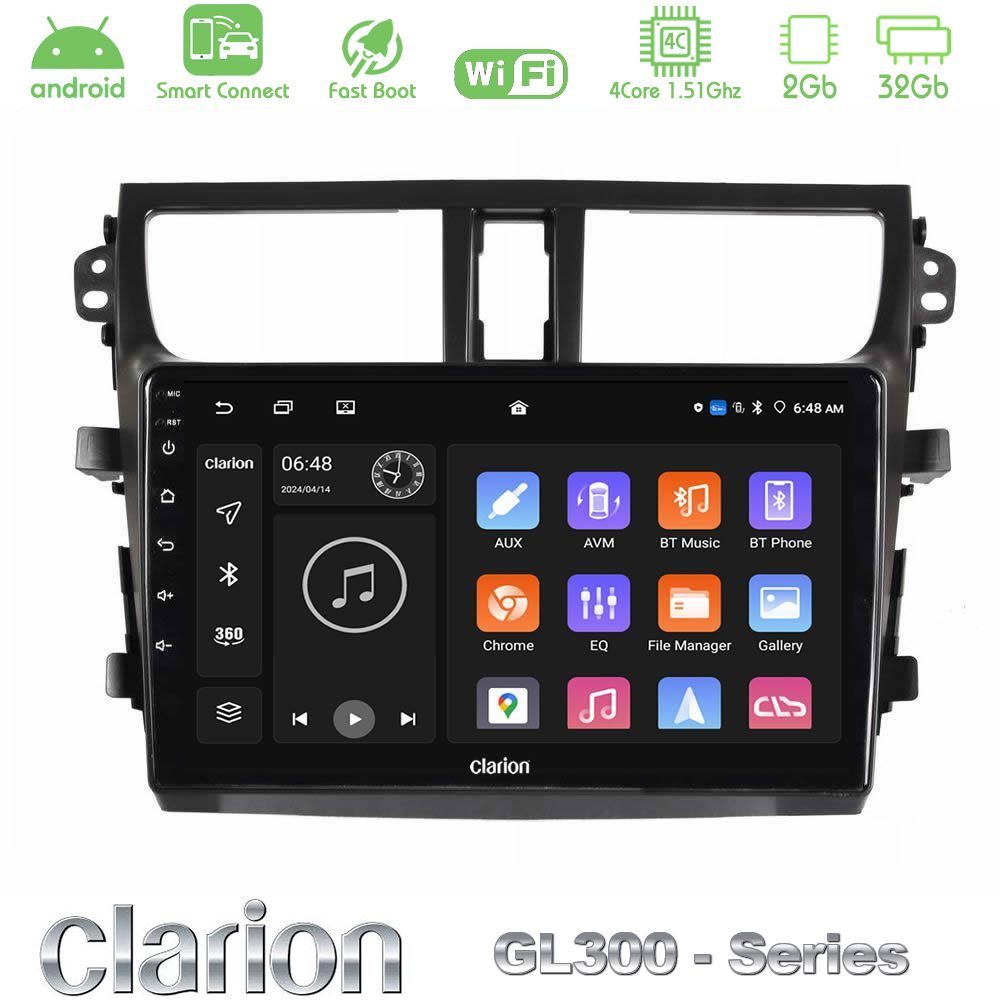Clarion GL300 Series Suzuki Celerio 2014-2020 4Core Android ClarionOS 2+32GB Navigation Multimedia Tablet 9" Με Carplay & Android Auto