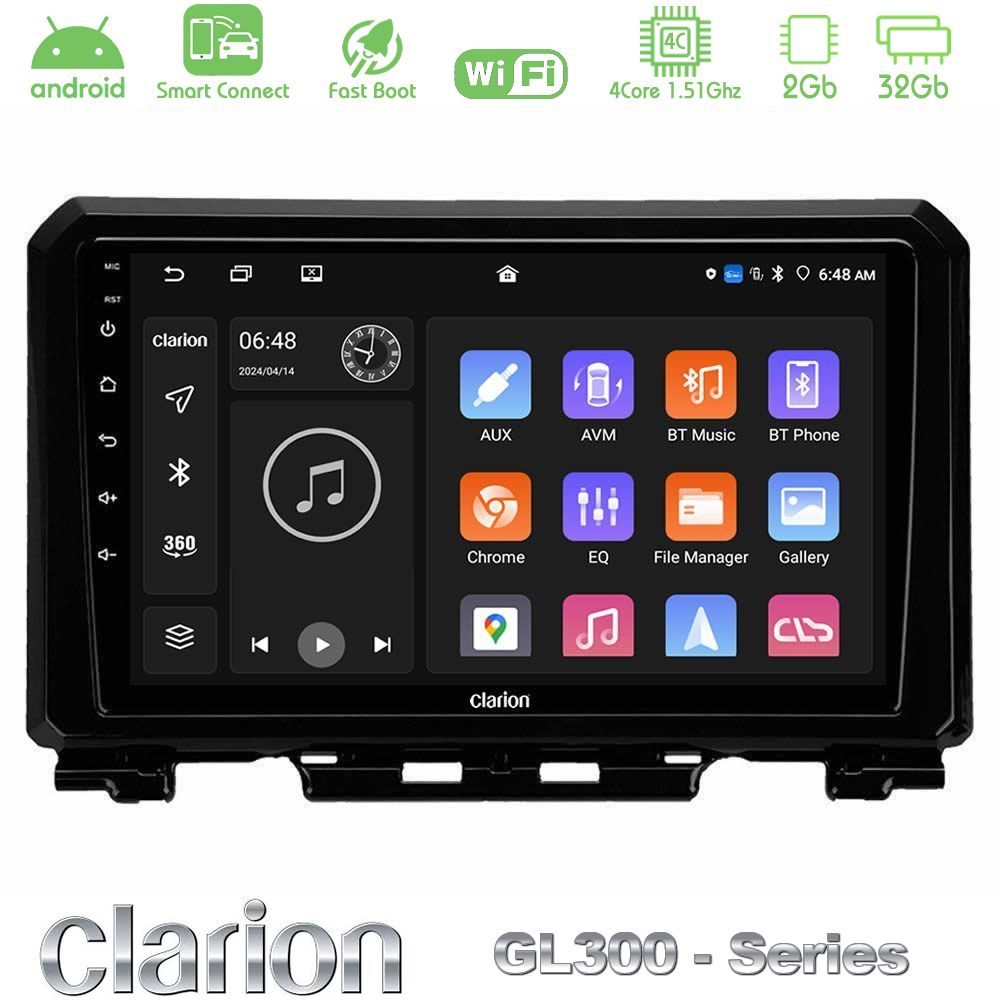 Clarion GL300 Series 4Core Android ClarionOS 2+32GB Suzuki Jimny 2018-2022 Navigation Multimedia Tablet 9" Με Carplay & Android Auto