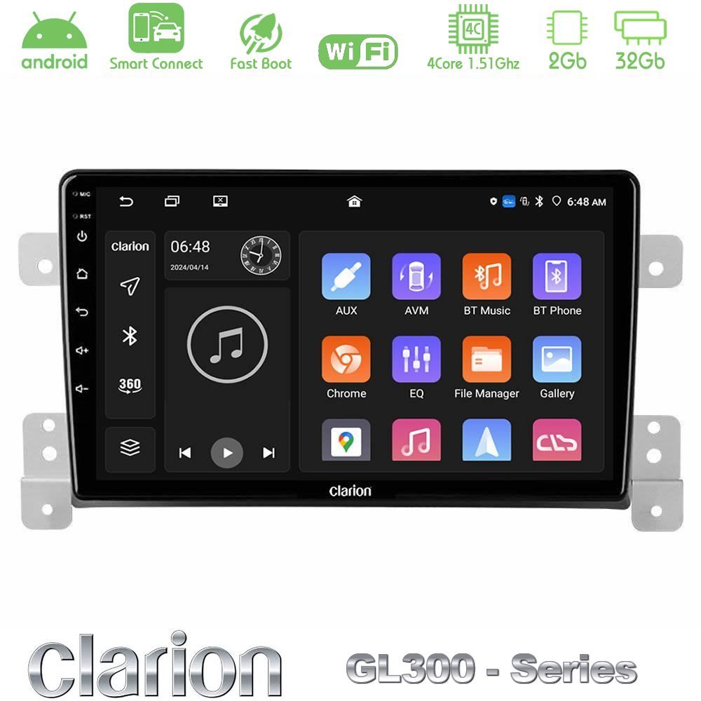 Clarion GL300 Series 4Core Android ClarionOS 2+32GB Suzuki Grand Vitara Navigation Multimedia Tablet 9" Με Carplay & Android Auto