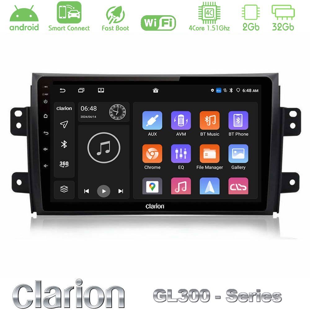 Clarion GL300 Series 4Core Android ClarionOS 2+32GB Suzuki SX4 2006-2014 Fiat Sedici 2006-2014 Navigation Multimedia Tablet 9" Με Carplay & Android Auto
