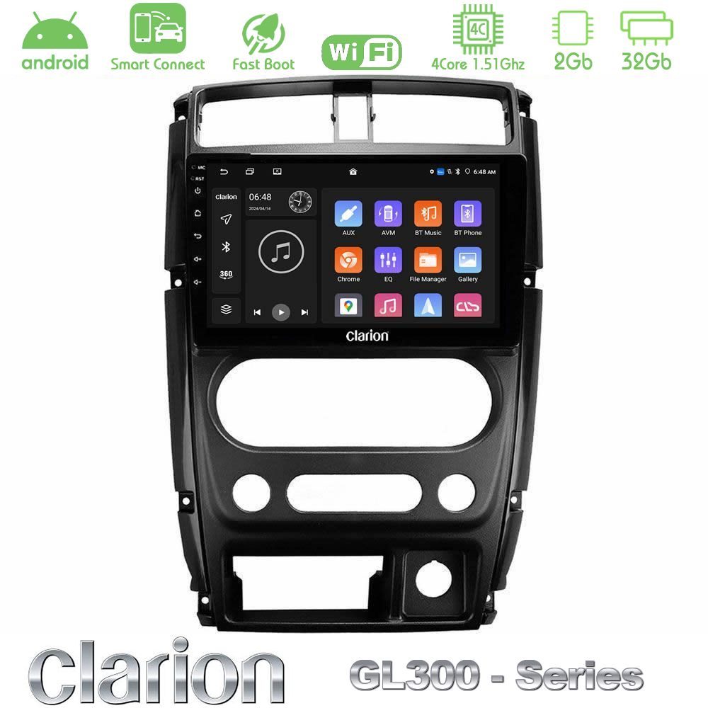 Clarion GL300 Series 4Core Android ClarionOS 2+32GB Suzuki Jimny 2007-2017 Navigation Multimedia Tablet 9" Με Carplay & Android Auto
