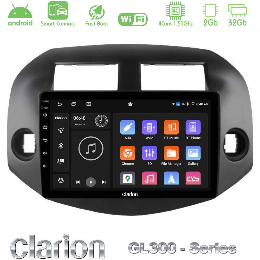 Clarion GL300 Series 4Core Android ClarionOS 2+32GB Toyota Rav4 2006-2012 Navigation Multimedia Tablet 10" Με Carplay & Android Auto