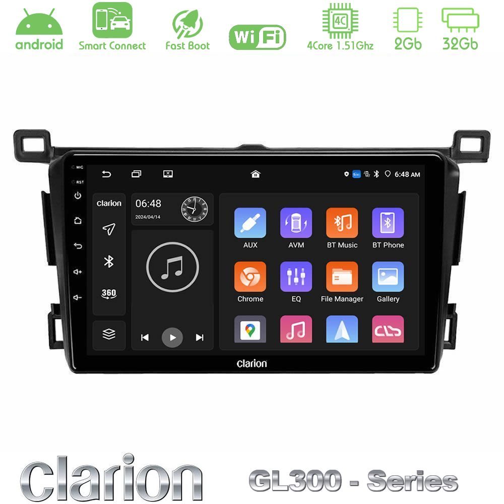 Clarion GL300 Series 4Core Android ClarionOS 2+32GB Toyota RAV4 2013-2018 Navigation Multimedia Tablet 9" Με Carplay & Android Auto